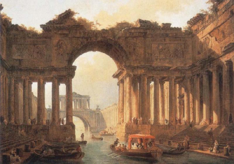 Architectural Landscape with a canal, ROBERT, Hubert